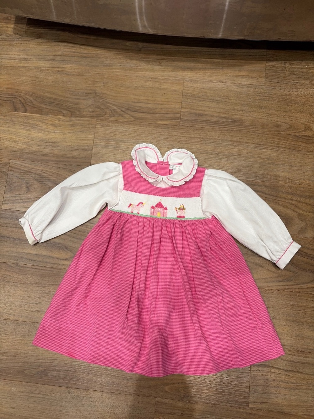 Petit Ami Dark and Light Pink Gingham Check Dress 18 Months